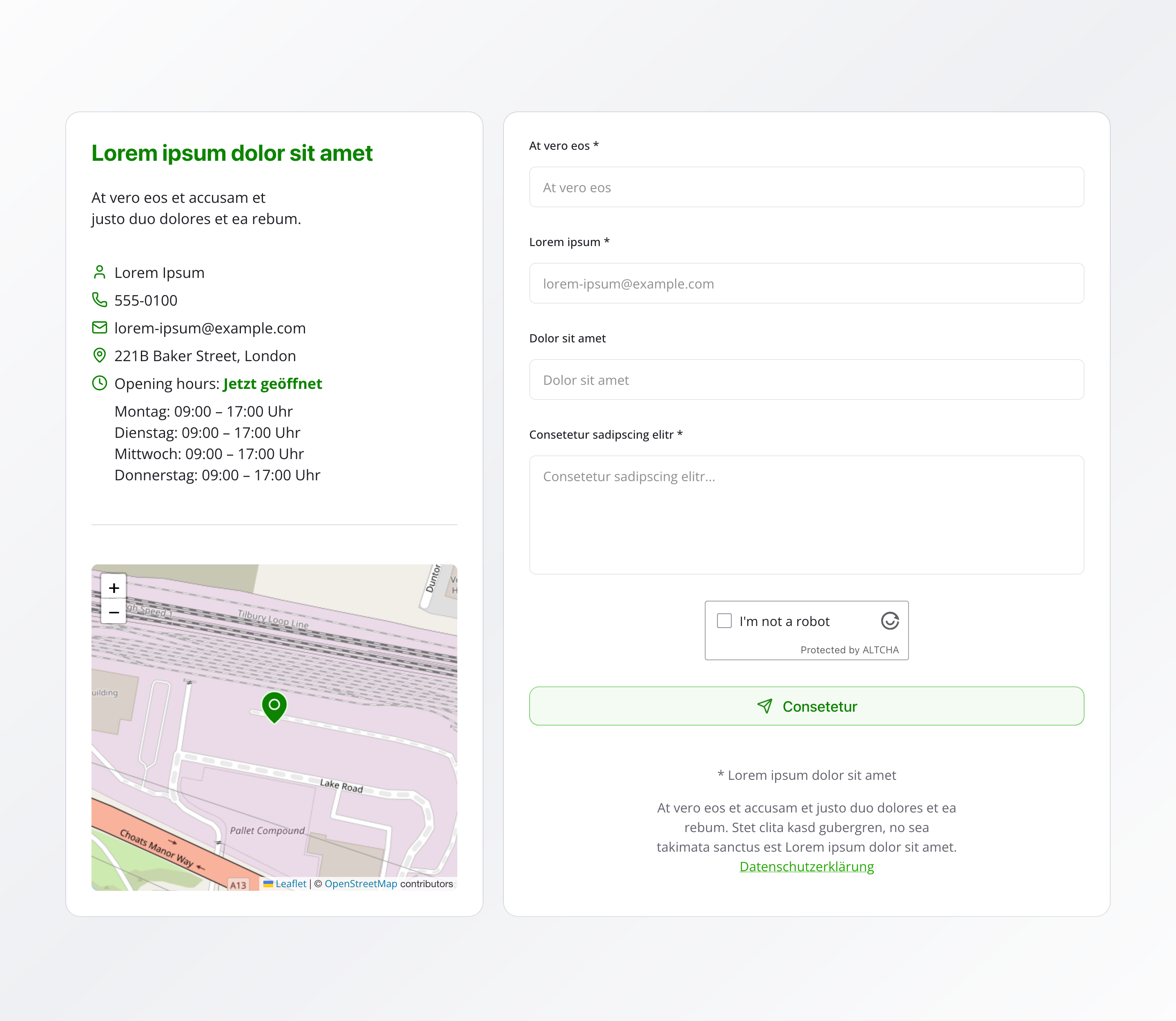 Übersicht des Karte und Unternehmensinformationen