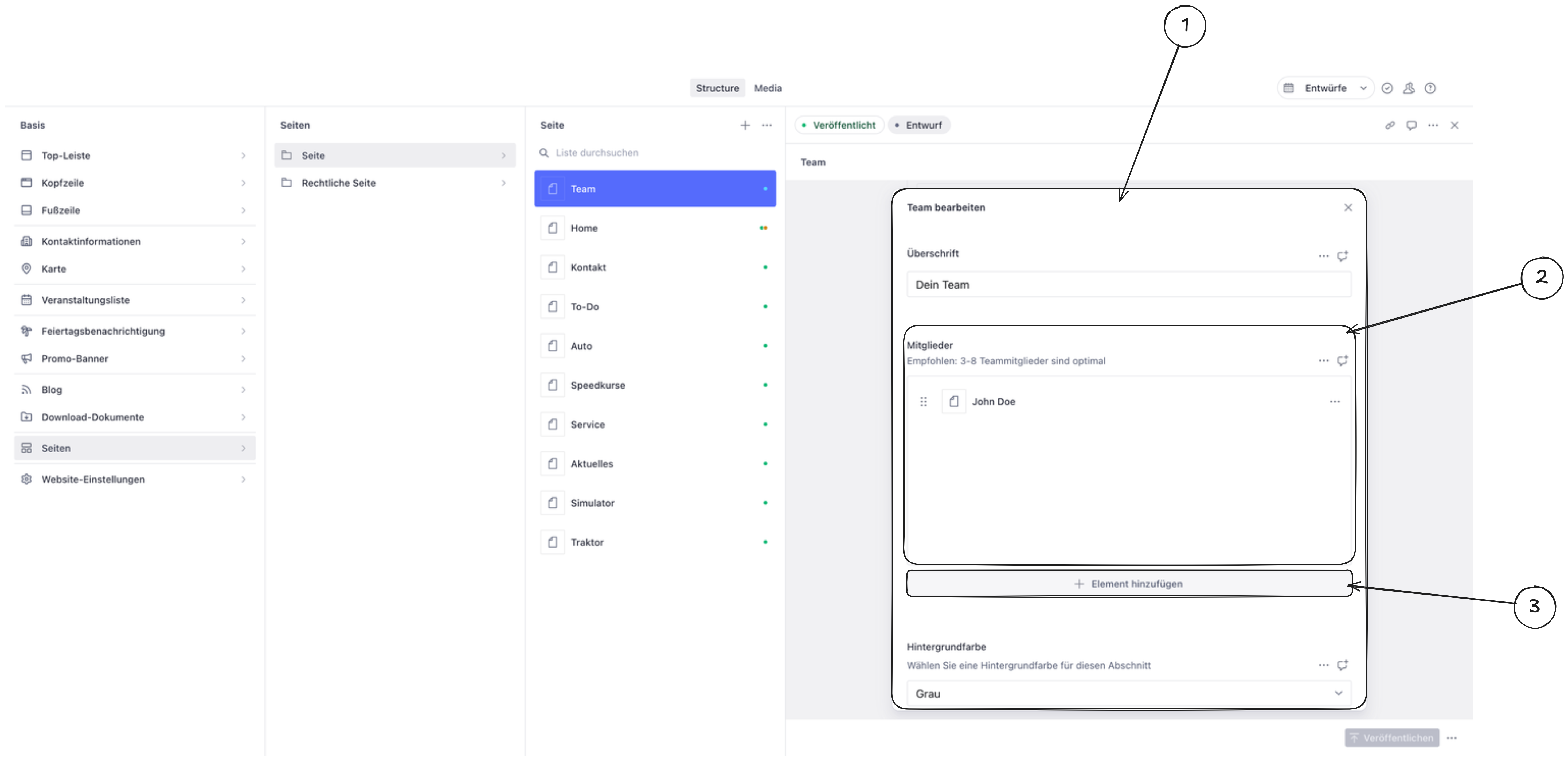 Sanity Studio Komponentenelement hinzufügen