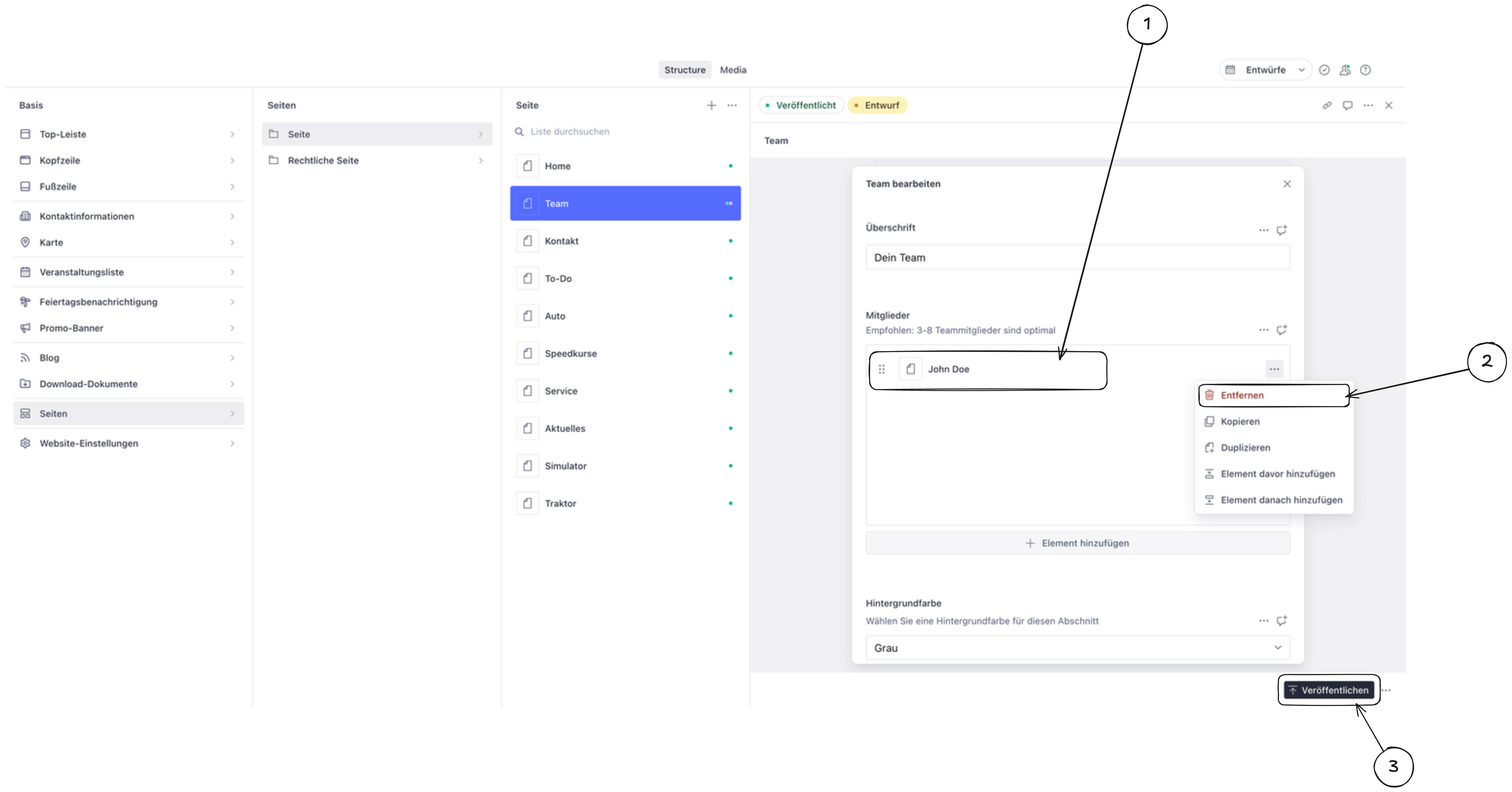 Sanity Studio Inhalt löschen