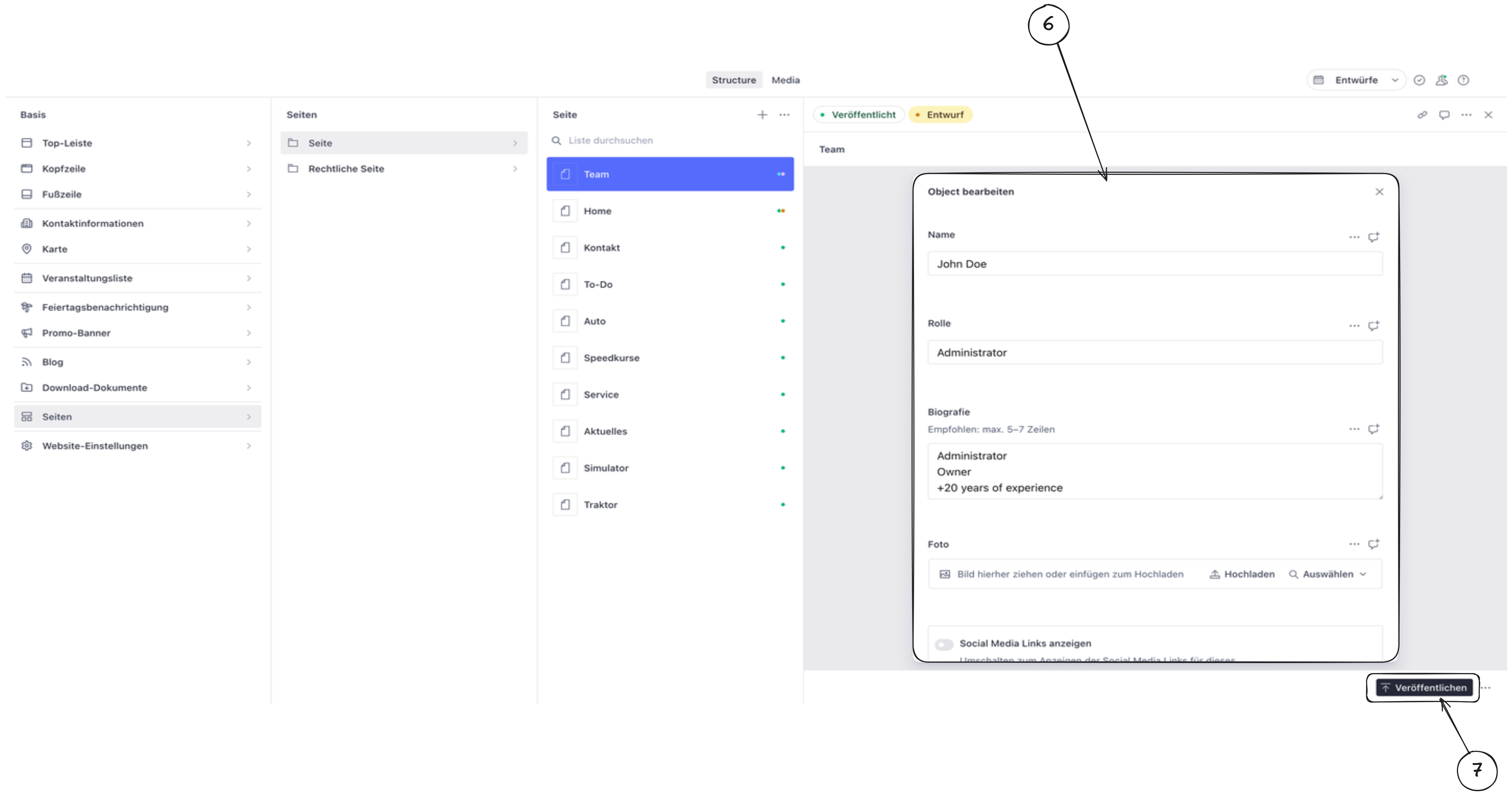 Sanity Studio Beispiel für das Bearbeiten eines bestehenden Komponentenelements
