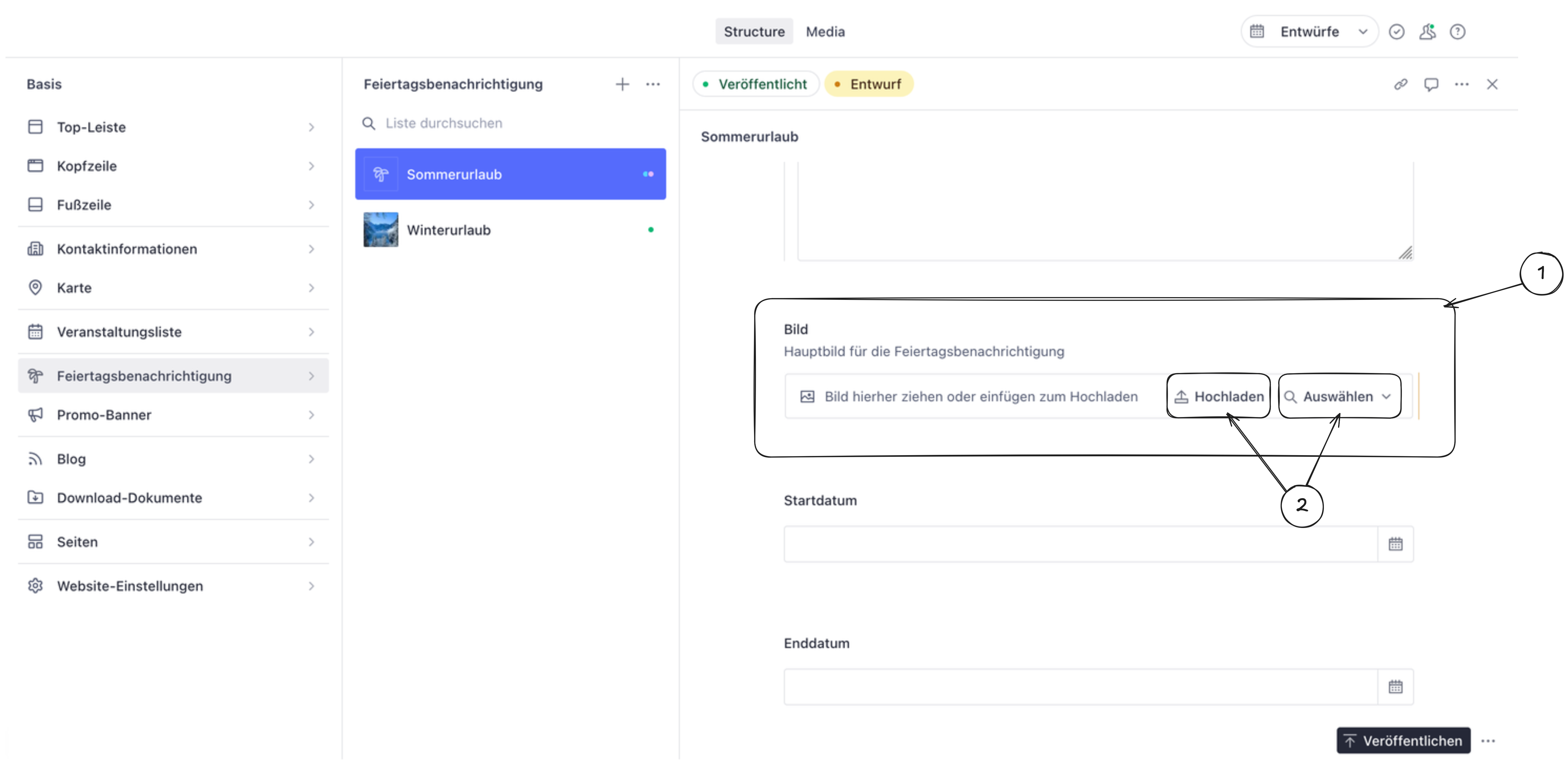 Sanity Studio Bilder hochladen und verwalten